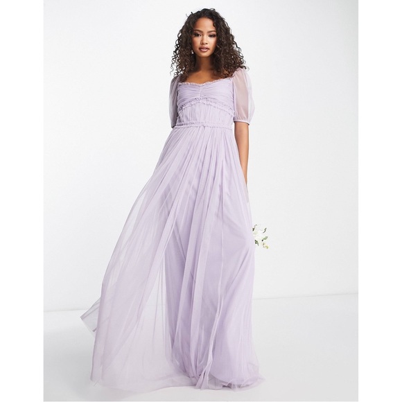 Anaya Bridesmaid puff sleeve maxi dress in lilac Size 6 Tulle - Picture 4 of 4
